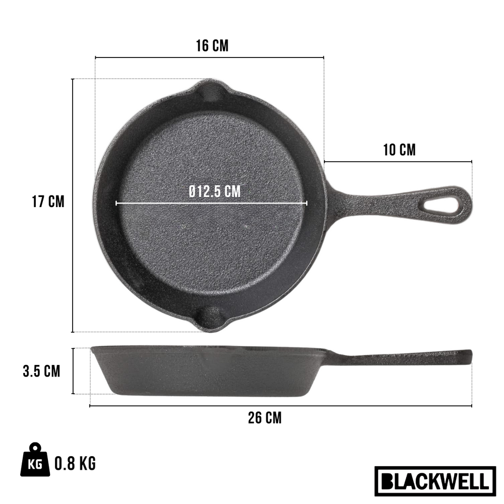 Blackwell Stegepande Gussejern ø 16 cm - egnet til alle varmekilder - uden non-stick belægning