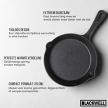 Blackwell Stegepande Gussejern ø 16 cm - egnet til alle varmekilder - uden non-stick belægning