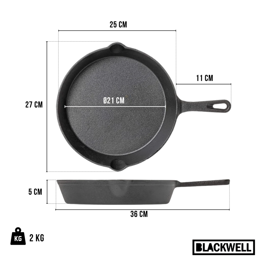 Blackwell Stegepande Gussejern ø 25 cm - egnet til alle varmekilder - uden non-stick belægning