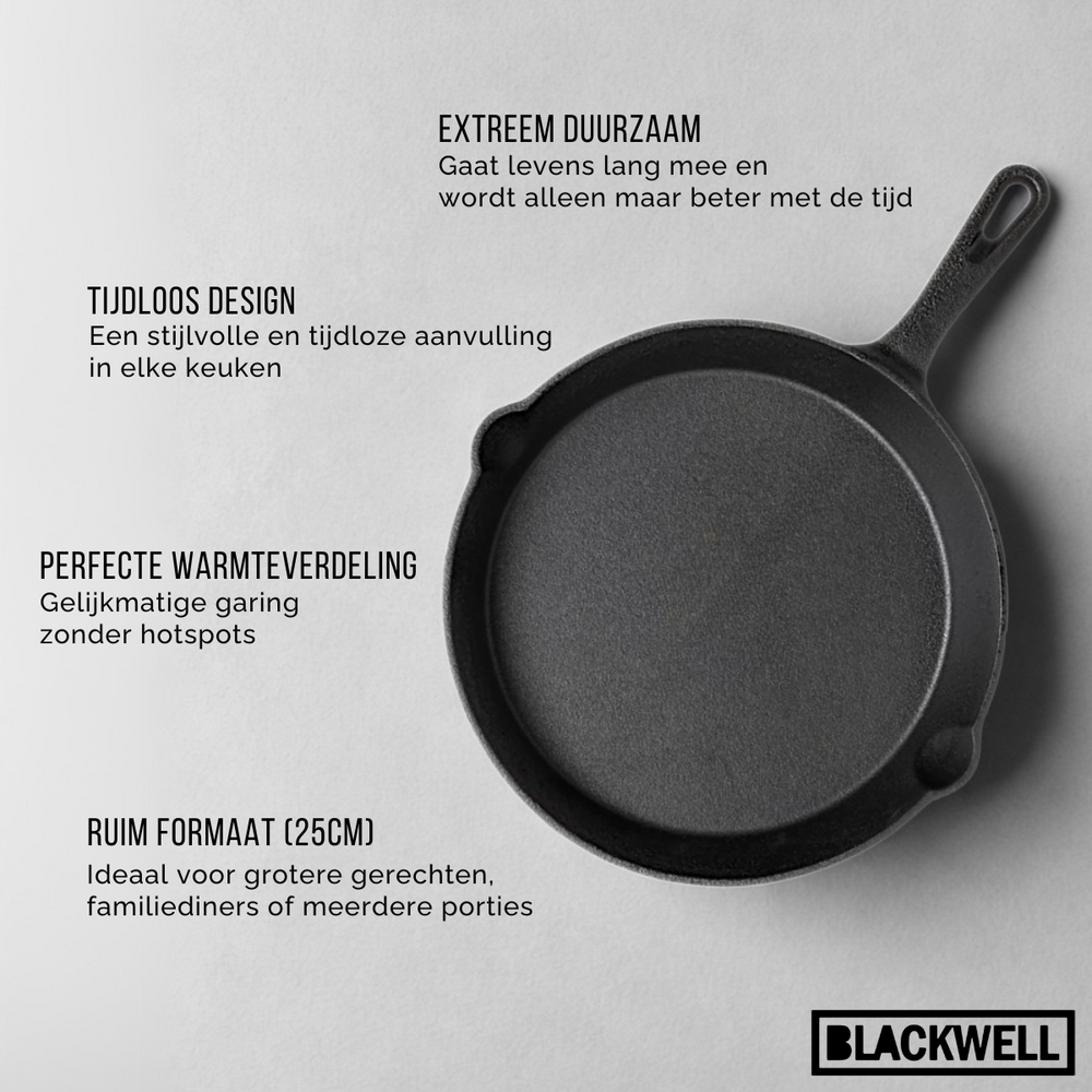 Blackwell Stegepande Gussejern ø 25 cm - egnet til alle varmekilder - uden non-stick belægning