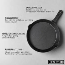 Blackwell Stegepandssæt Skillets Gussejern 3-Delt ø 16, 20 & 25 cm - egnet til alle varmekilder - uden non-stick belægning
