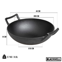Blackwell Wokpande / Wadjan Gussejern ø 36 cm / 6.5 liter - egnet til alle varmekilder - uden non-stick belægning