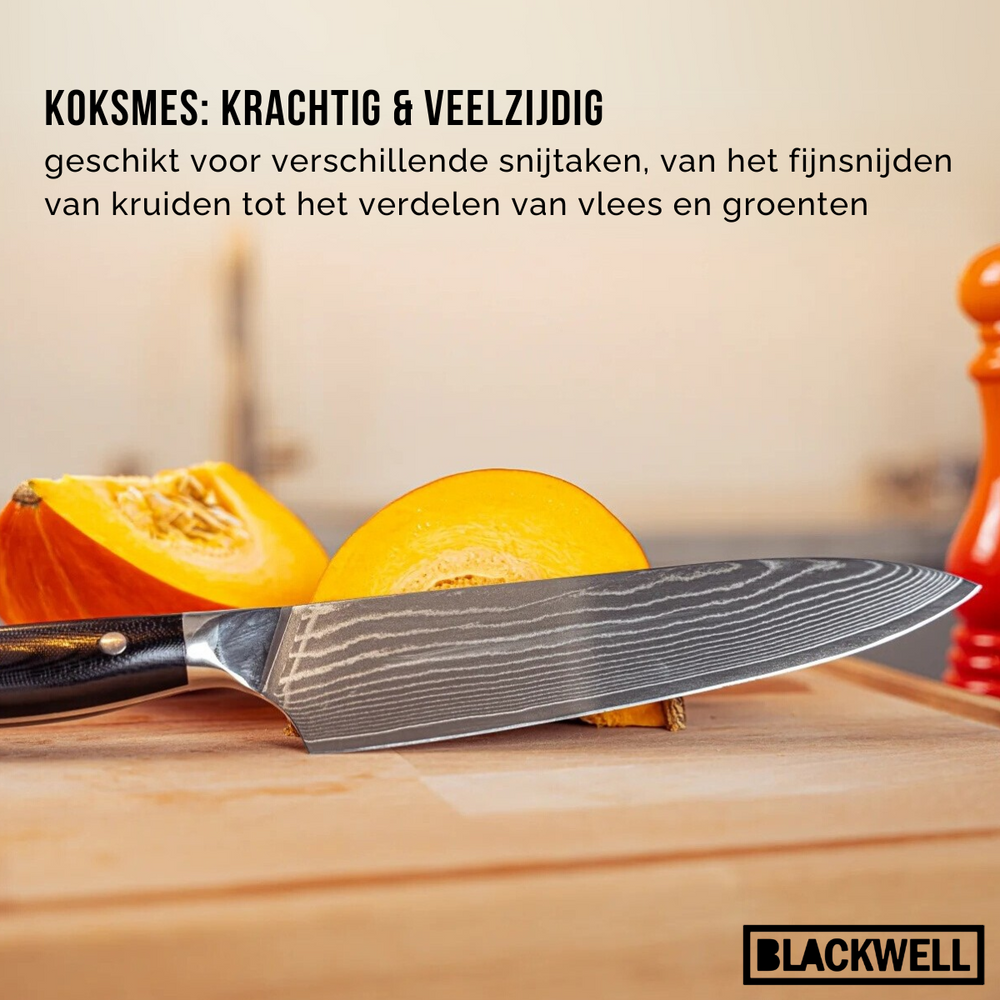 Blackwell knivsæt (kokkekniv + grøntsagskniv/nakiri) damask