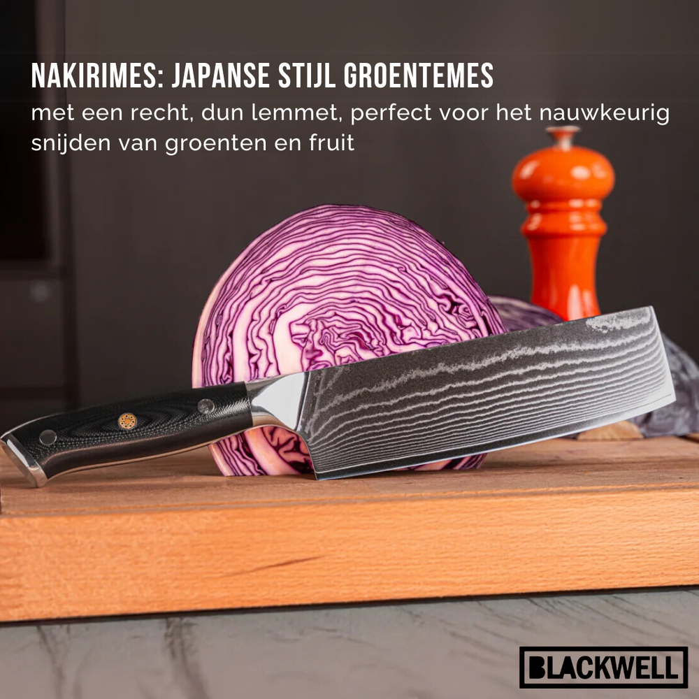 Blackwell knivsæt (kokkekniv + grøntsagskniv/nakiri) damask