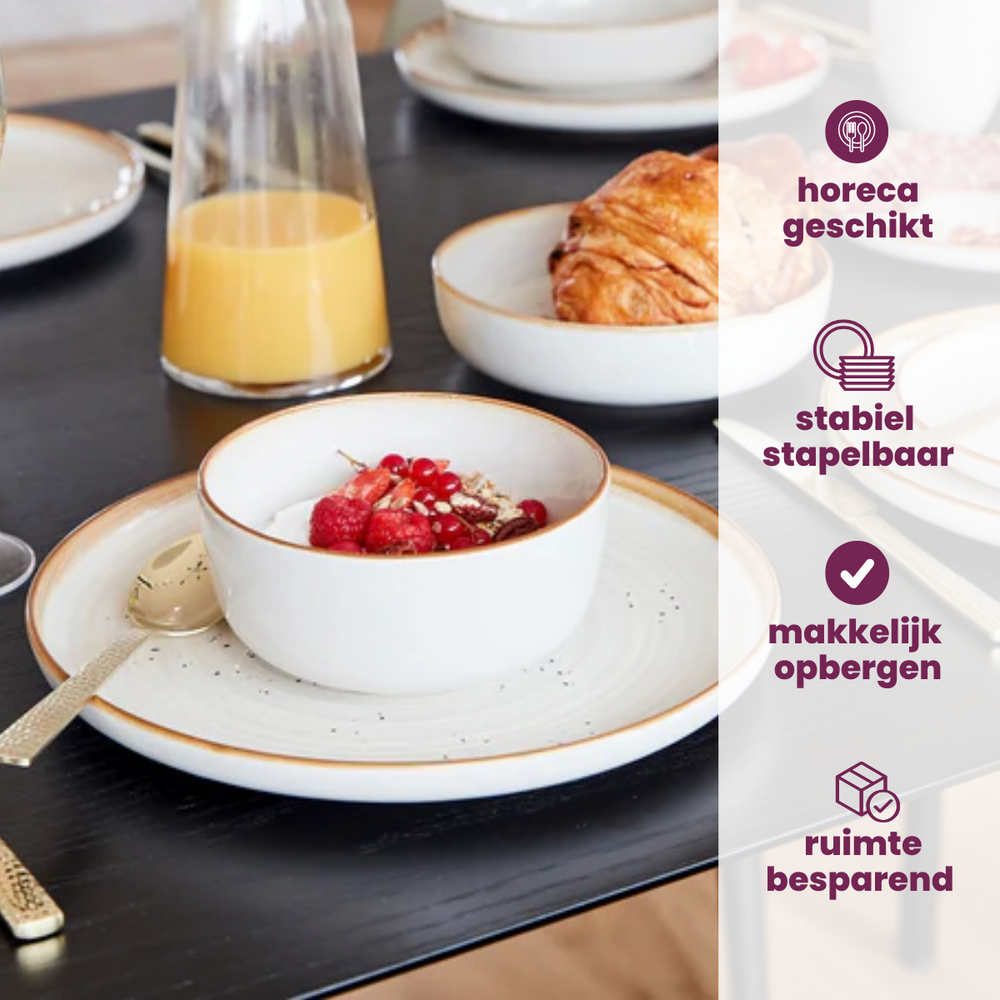 Cosy & Trendy Serviesset Baltic Vanilla 18-delig / 6 personer - 6 dinerborden, 6 ontbijtborden og 6 skåle
