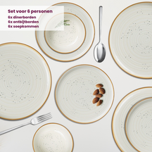 Cosy & Trendy Serviesset Baltic Vanilla 18-delig / 6 personer - 6 dinerborden, 6 ontbijtborden og 6 skåle