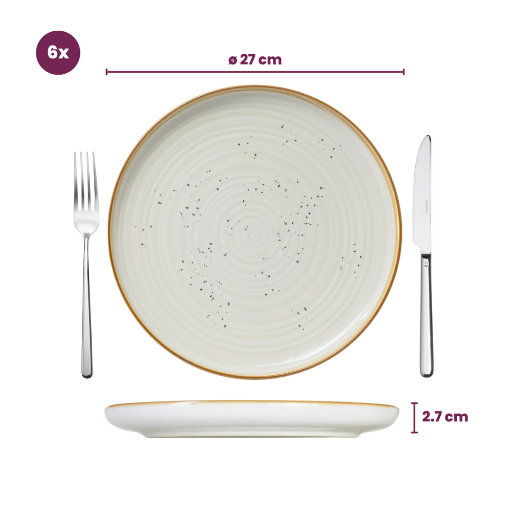 Cosy & Trendy Serviesset Baltic Vanilla 18-delig / 6 personer - 6 dinerborden, 6 ontbijtborden og 6 skåle