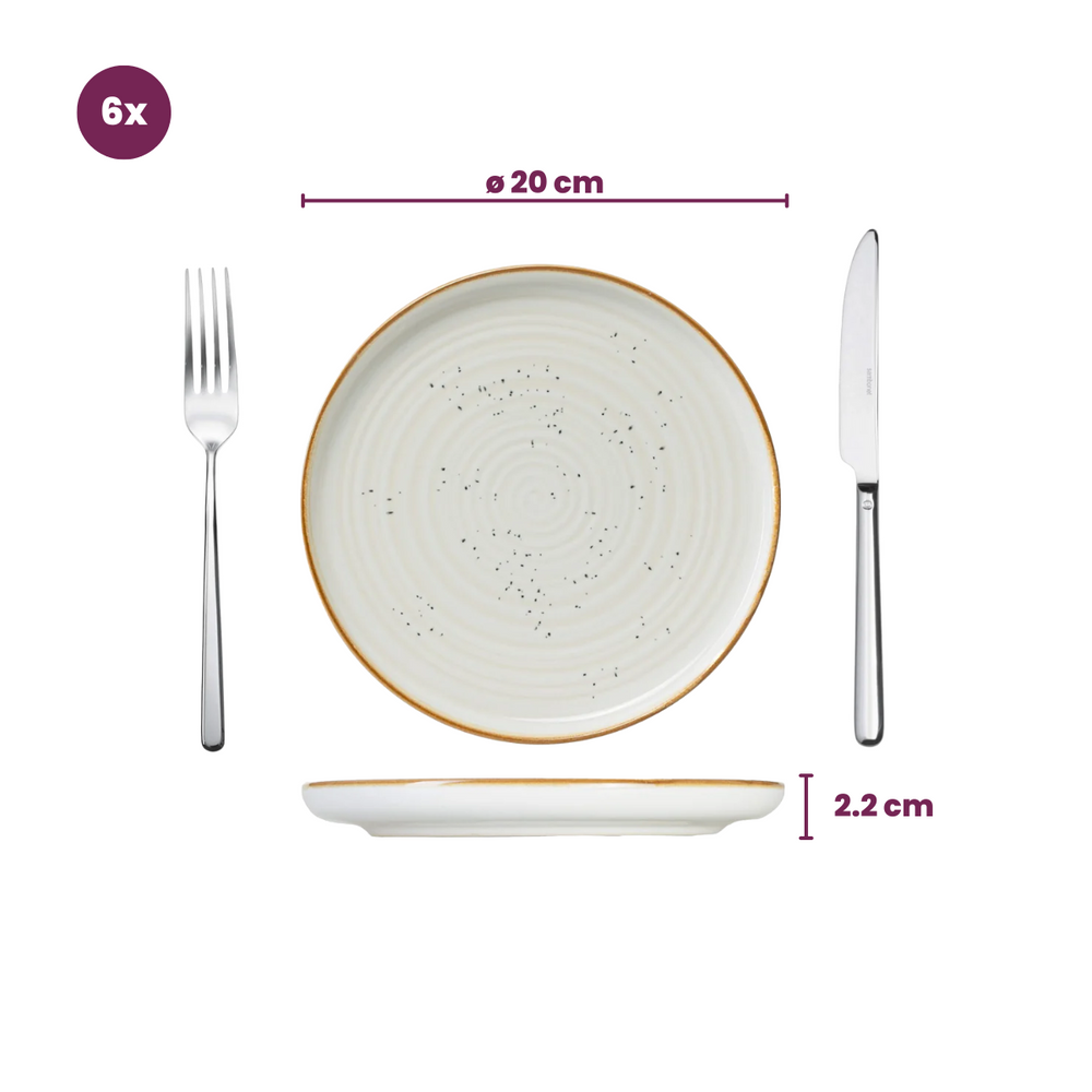 Cosy & Trendy Serviesset Baltic Vanilla 18-delig / 6 personer - 6 dinerborden, 6 ontbijtborden og 6 skåle