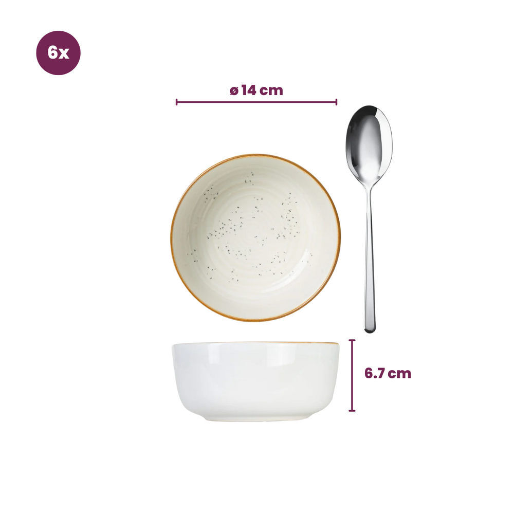 Cosy & Trendy Serviesset Baltic Vanilla 18-delig / 6 personer - 6 dinerborden, 6 ontbijtborden og 6 skåle