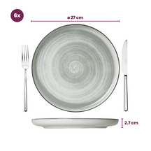 Cosy & Trendy Serviesset Baltic Grey 18-delig / 6 personer - 6 middagstallerkener, 6 morgenmadstallerkener og 6 skåle
