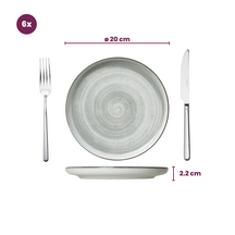 Cosy & Trendy Serviesset Baltic Grey 18-delig / 6 personer - 6 middagstallerkener, 6 morgenmadstallerkener og 6 skåle