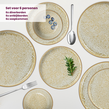 Cosy & Trendy Serviesset Baltic Luna 18-delig / 6 personer - 6 dinerborden, 6 ontbijtborden og 6 skåle