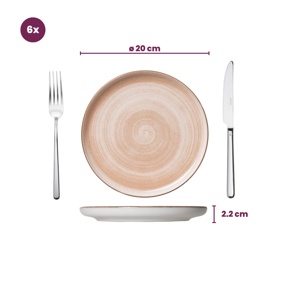 Cosy & Trendy Serviesset Baltic Peach 18-delig / 6 personer - 6 dinerborde, 6 morgenborde og 6 skåle