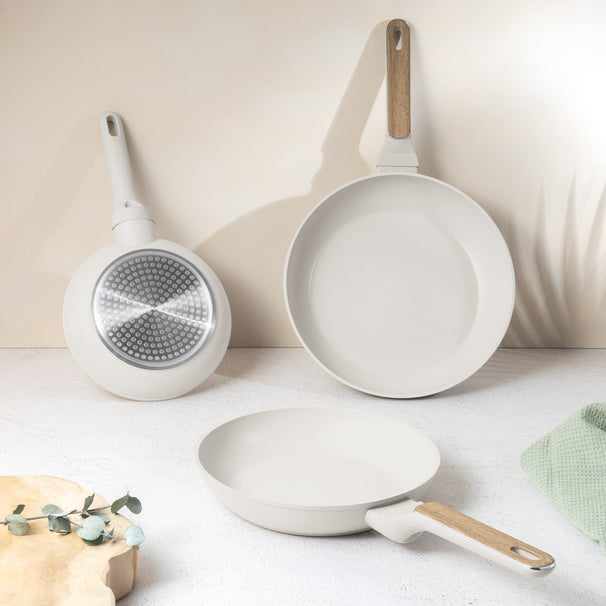 BerlingerHaus Stegepandesæt Nordic Mat Creme 3-Delt - ø 20, 24 & 28 cm - egnet til alle varmekilder - standard non-stick belægning