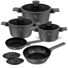 BerlingerHaus Pannenset Mat Antracit 7-Delig - Kogepande ø 20, 24, 28 cm, Stegepande ø 20 & 24 cm - egnet til alle varmekilder