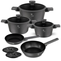 BerlingerHaus Pannenset Mat Antracit 7-Delig - Kogepande ø 20, 24, 28 cm, Stegepande ø 20 & 24 cm - egnet til alle varmekilder