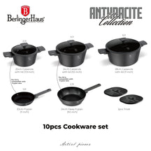 BerlingerHaus Pannenset Mat Antracit 7-Delig - Kogepande ø 20, 24, 28 cm, Stegepande ø 20 & 24 cm - egnet til alle varmekilder