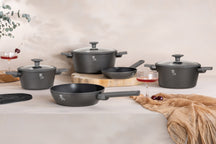 BerlingerHaus Pannenset Mat Antracit 7-Delig - Kogepande ø 20, 24, 28 cm, Stegepande ø 20 & 24 cm - egnet til alle varmekilder