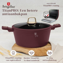BerlingerHaus Pannenset Mat Bordeaux 11-Delig - Kookpan ø 20, 24, 28 cm, Koekenpan ø 24, 28 cm & Steelpan ø 16 cm - egnet til alle varmekilder