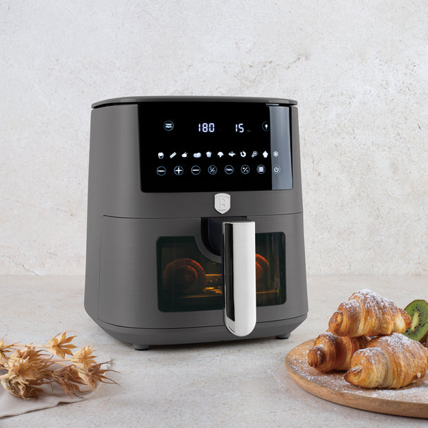 BerlingerHaus Airfryer XXXL Mat Antraciet - med Kijkvenster - 8 Liter - 1650W
