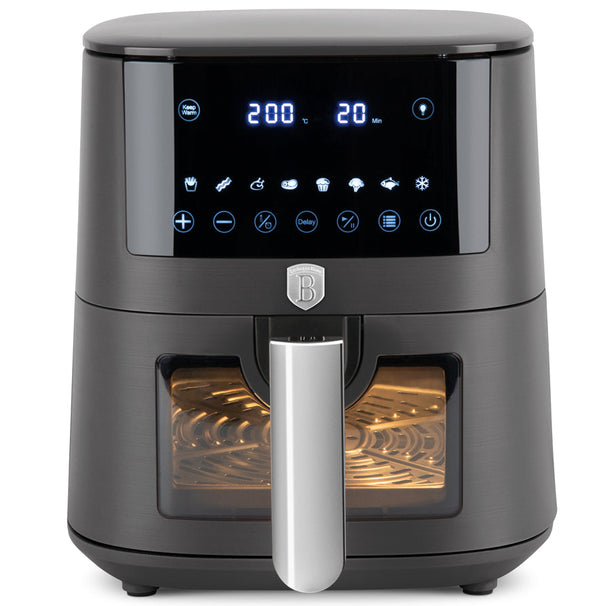 BerlingerHaus Airfryer XL Mat Antraciet - med Kiggevindue - 5 Liter - 1400W