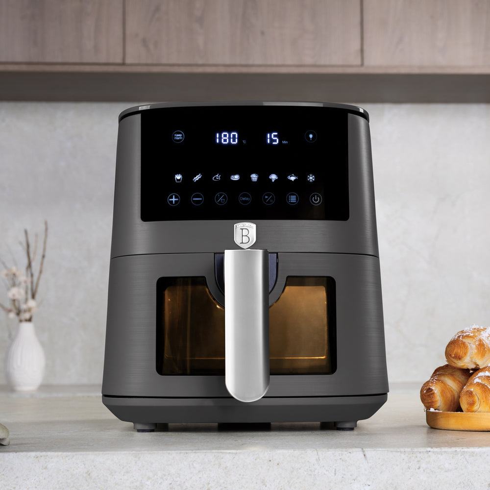 BerlingerHaus Airfryer XL Mat Antraciet - med Kiggevindue - 5 Liter - 1400W