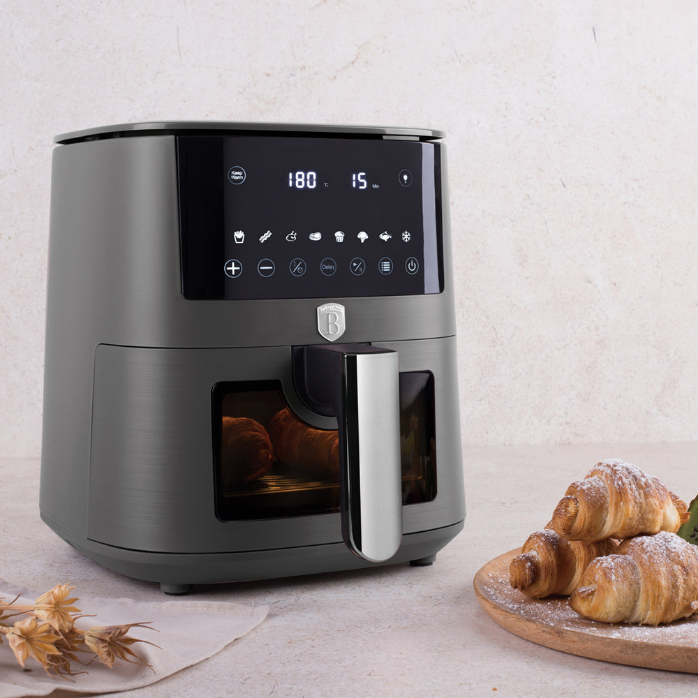 BerlingerHaus Airfryer XL Mat Antraciet - med Kiggevindue - 5 Liter - 1400W
