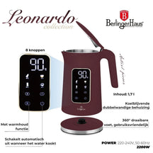 BerlingerHaus Vandkoger Digital Mat Bordeaux - Temperaturindstilling - 1.7 Liter - 2200W