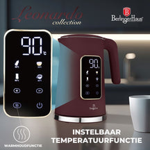 BerlingerHaus Vandkoger Digital Mat Bordeaux - Temperaturindstilling - 1.7 Liter - 2200W