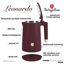 BerlingerHaus Vandkoger Dobbeltvægget Mat Bordeaux - 1,7 Liter - 1800W