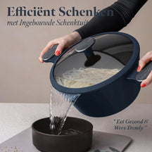BerlingerHaus Pannenset Mat Blauw 11-Delig - Kookpan ø 20, 24, 28 cm, Koekenpan ø 24, 28 cm & Steelpan ø 16 cm - Geschikt voor alle warmtebronnen