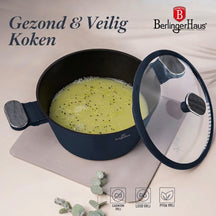 BerlingerHaus Pannenset Mat Blauw 11-Delig - Kookpan ø 20, 24, 28 cm, Koekenpan ø 24, 28 cm & Steelpan ø 16 cm - Geschikt voor alle warmtebronnen