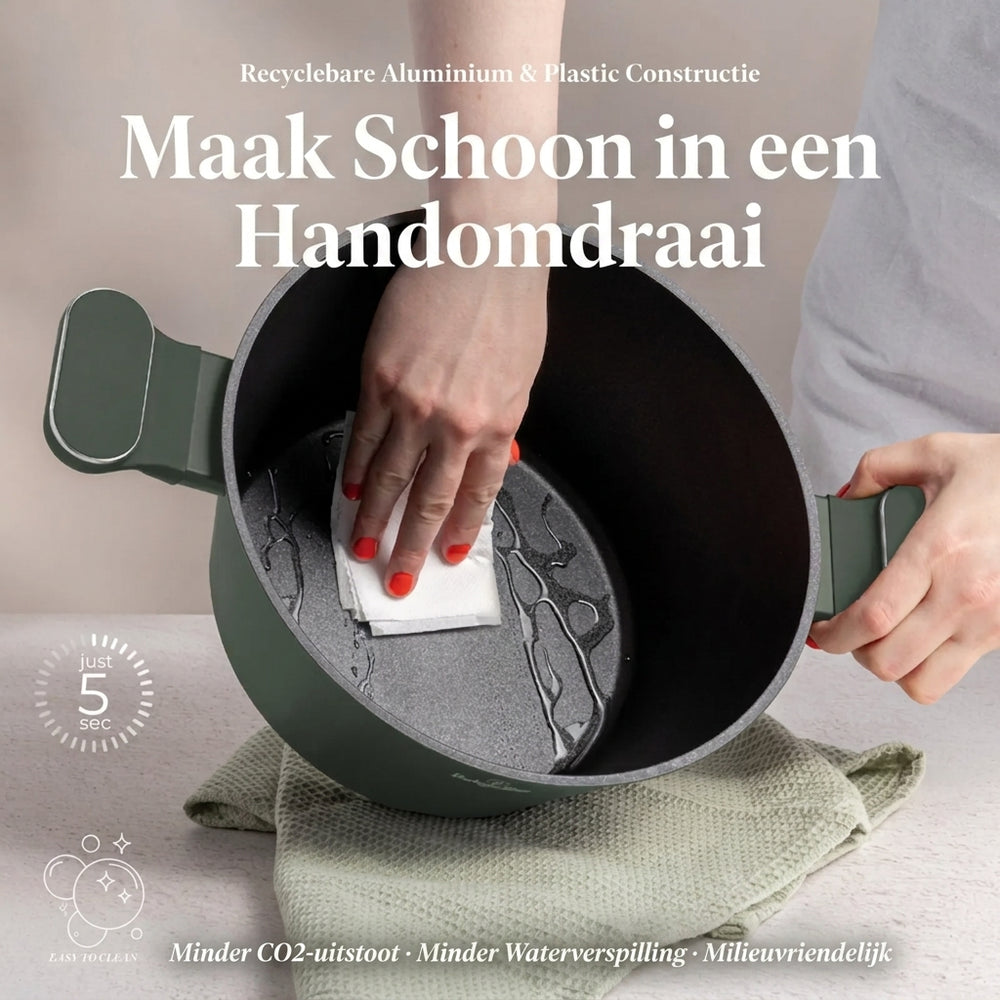 BerlingerHaus Pannenset Mat Groen 11-Delig - Kookpan ø 20, 24, 28 cm, Koekenpan ø 24, 28 cm & Steelpan ø 16 cm - Geschikt voor alle warmtebronnen