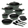 BerlingerHaus Pannenset Mat Groen 11-Delig - Kookpan ø 20, 24, 28 cm, Koekenpan ø 24, 28 cm & Steelpan ø 16 cm - Geschikt voor alle warmtebronnen