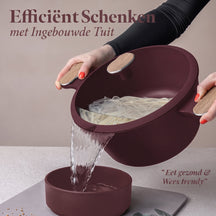 BerlingerHaus Pannenset Nordic Mat Bordeaux 11-Delig - Kookpan ø 20, 24, 28 cm, Koekenpan ø 24, 28 cm & Steelpan ø 16 cm - Geschikt voor alle warmtebronnen