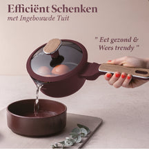 BerlingerHaus Pannenset Nordic Mat Bordeaux 11-Delig - Kookpan ø 20, 24, 28 cm, Koekenpan ø 24, 28 cm & Steelpan ø 16 cm - Geschikt voor alle warmtebronnen