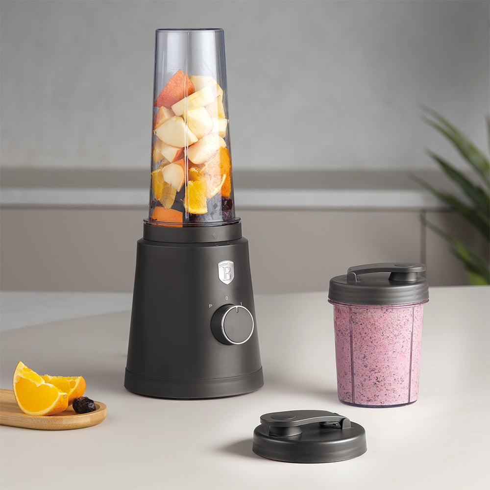 BerlingerHaus Smoothie Blender to Go Mat Antraciet - Inkluderer 2 Beholdere - 320W