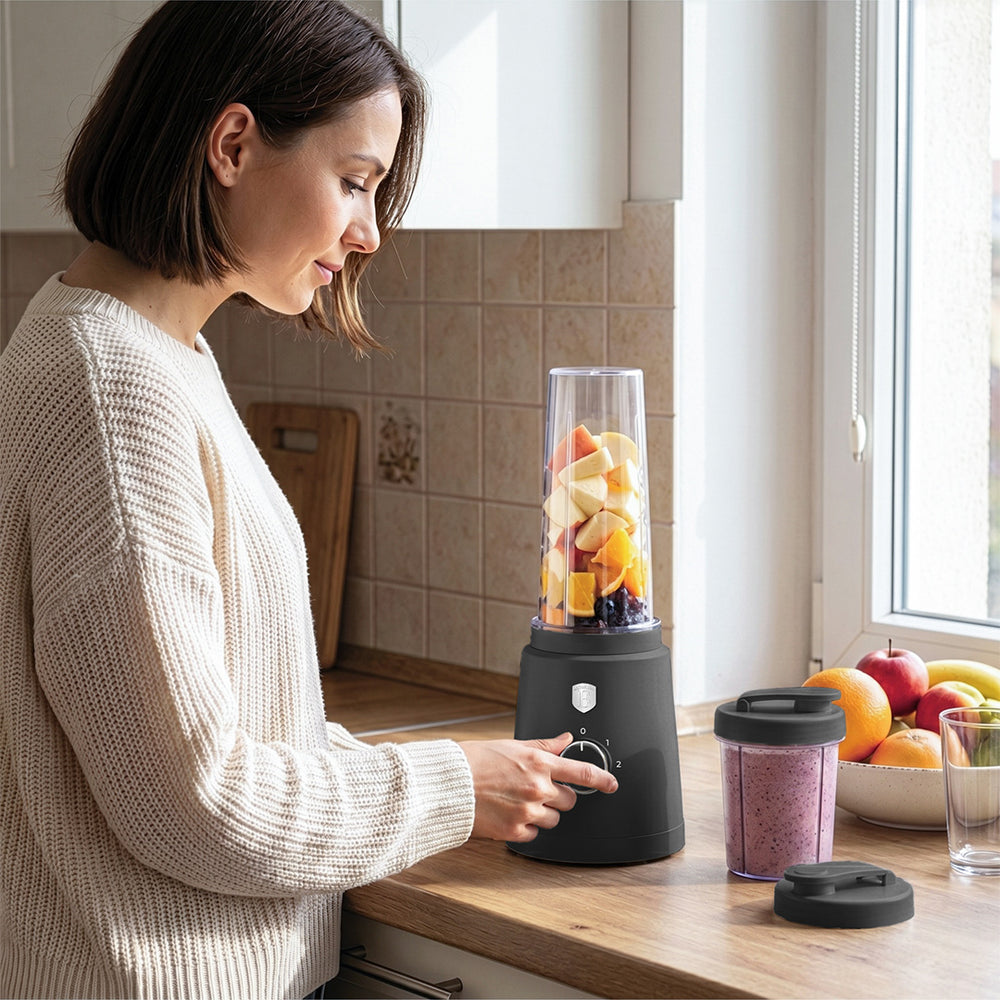 BerlingerHaus Smoothie Blender to Go Mat Antraciet - Inkluderer 2 Beholdere - 320W