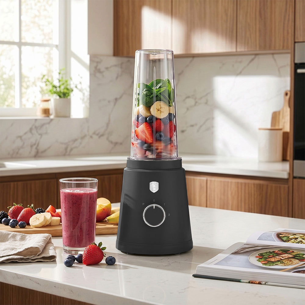 BerlingerHaus Smoothie Blender to Go Mat Antraciet - Inkluderer 2 Beholdere - 320W