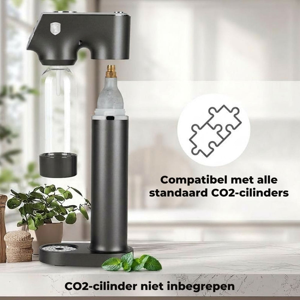 BerlingerHaus Bruisvandmaskine Mat Antracit - Barometer - Inkluderer 2 Flasker