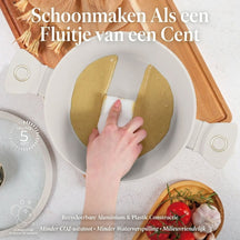 BerlingerHaus Pannenset Mat Crème 11-Delig - Kookpan ø 20, 24, 28 cm, Koekenpan ø 24, 28 cm & Steelpan ø 16 cm - Geschikt voor alle warmtebronnen