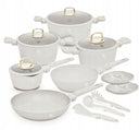 BerlingerHaus Pannenset Mat Creme 11-Delt - Kogepande ø 20, 24, 28 cm, Stegepande ø 24, 28 cm & Kasserolle ø 16 cm - Egnet til alle varmekilder
