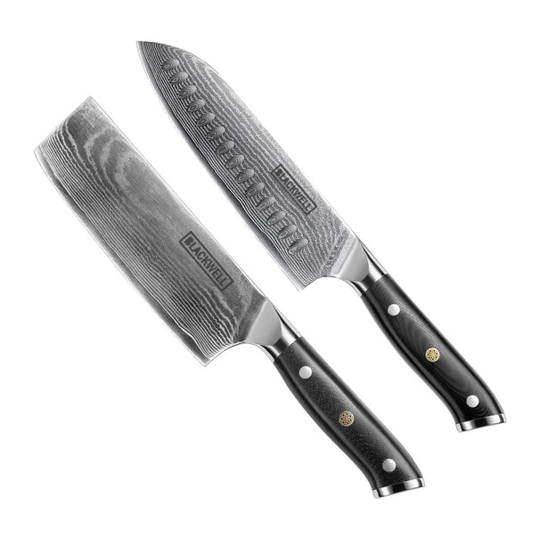 Blackwell knivsæt (Santokumes + grøntsagskniv/Nakiri) Damascus