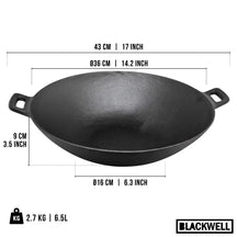 Blackwell Wokpande / Wadjan Gussejern ø 36 cm / 6.5 liter - egnet til alle varmekilder - uden non-stick belægning