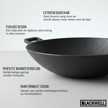 Blackwell Wokpande / Wadjan Gussejern ø 36 cm / 6.5 liter - egnet til alle varmekilder - uden non-stick belægning