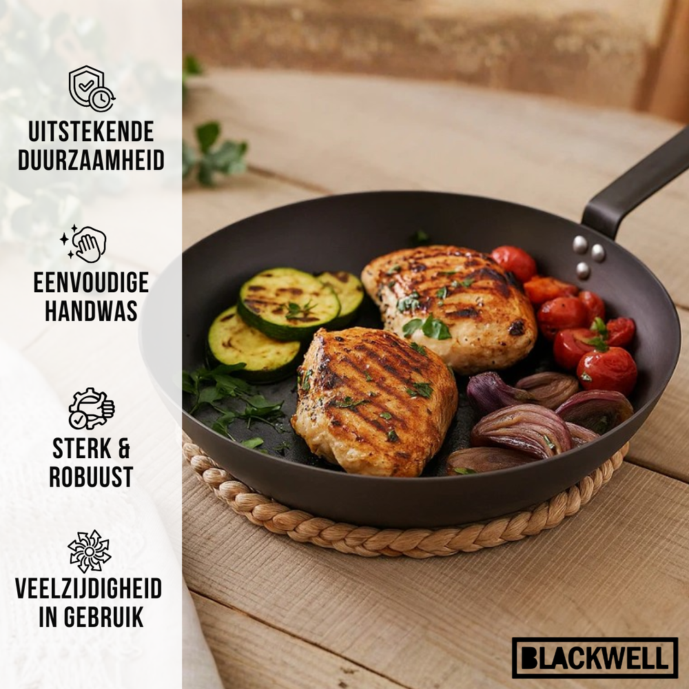 Blackwell Stegepande Carbon Stål ø 28 cm - egnet til alle varmekilder - uden non-stick belægning