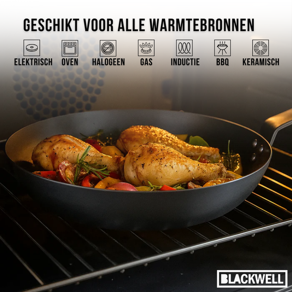 Blackwell Stegepande Carbon Stål ø 28 cm - egnet til alle varmekilder - uden non-stick belægning
