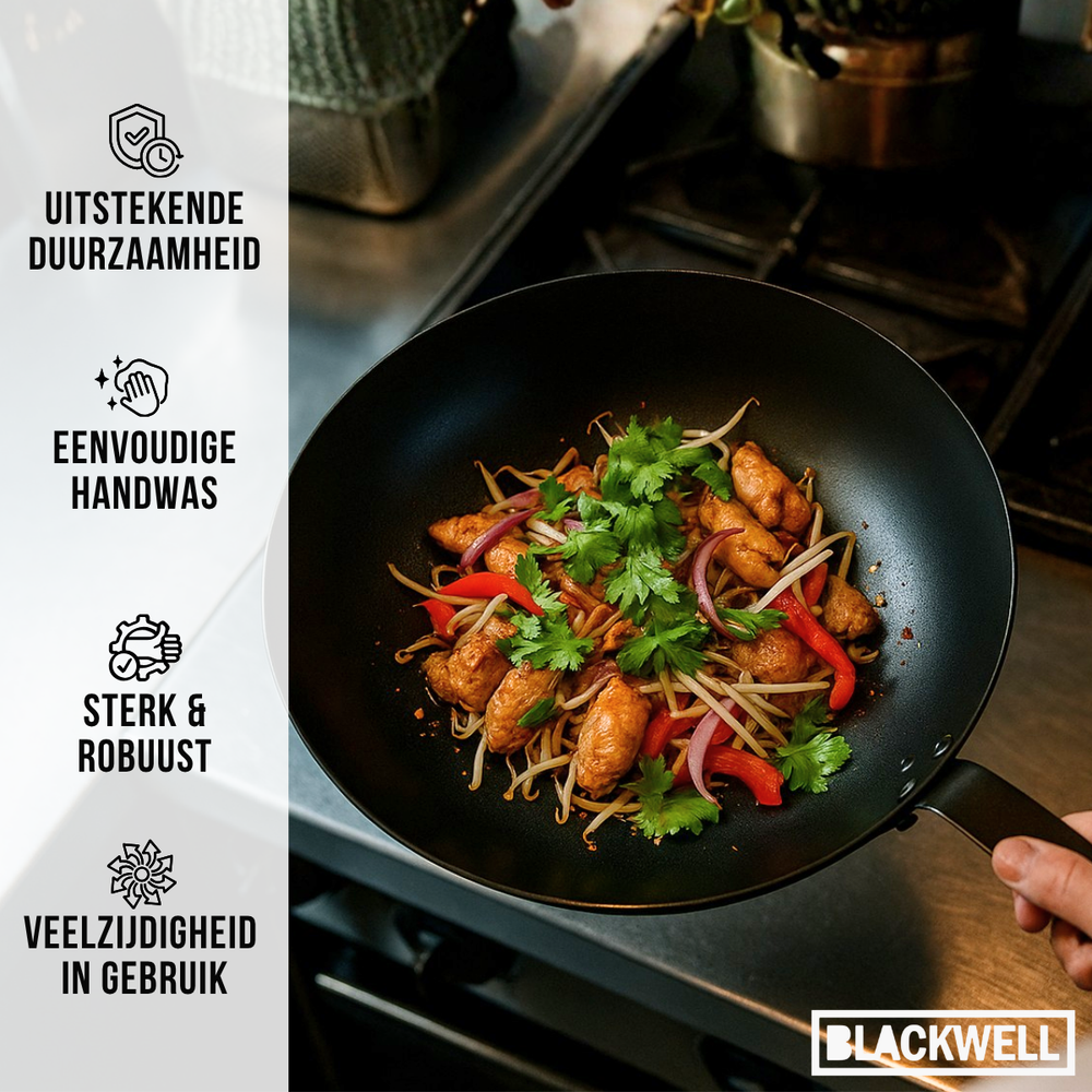 Blackwell Wokpande Carbon Stål ø 30 cm - egnet til alle varmekilder - uden non-stick belægning