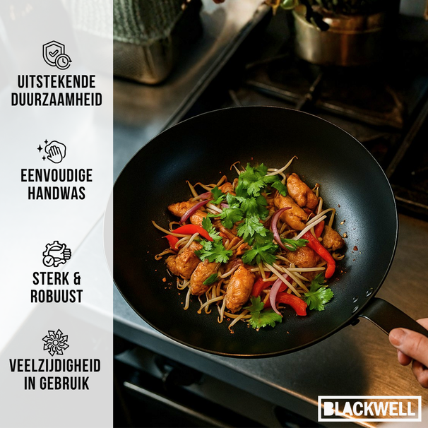Blackwell Wokpande Carbon Stål ø 30 cm - egnet til alle varmekilder - uden non-stick belægning