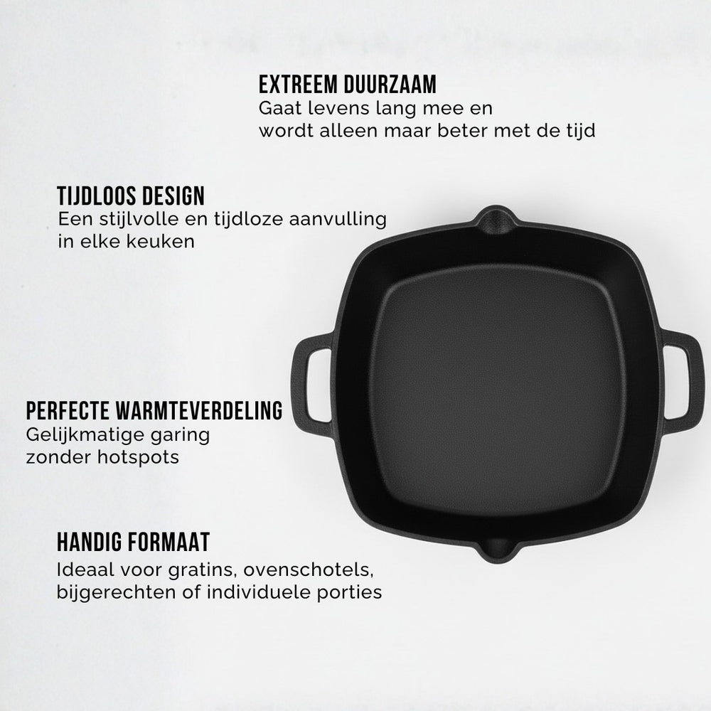 Blackwell Ovenschaal Cast Iron Gietijzer - 25 x 25 cm / 2 Liter - uden non-stick belægning